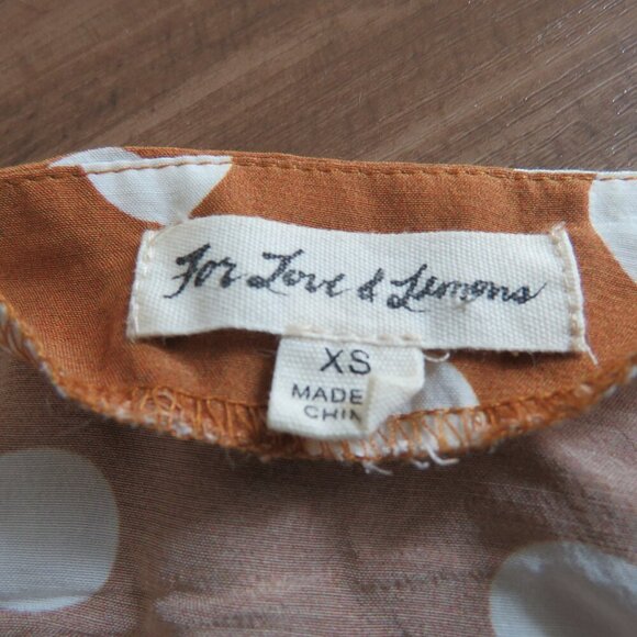 FOR LOVE & LEMONS Isabella Cropped Blouse in Mustard Polka Dot - Size XS - Picture 15 of 16